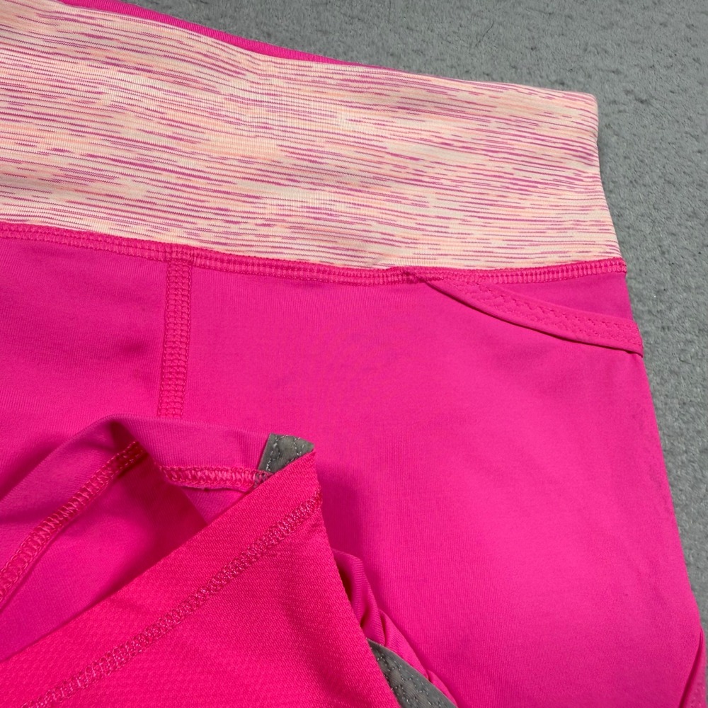 Lululemon Run Speed Crop Pink Space Dye Waistband Running Leggings Womens 2